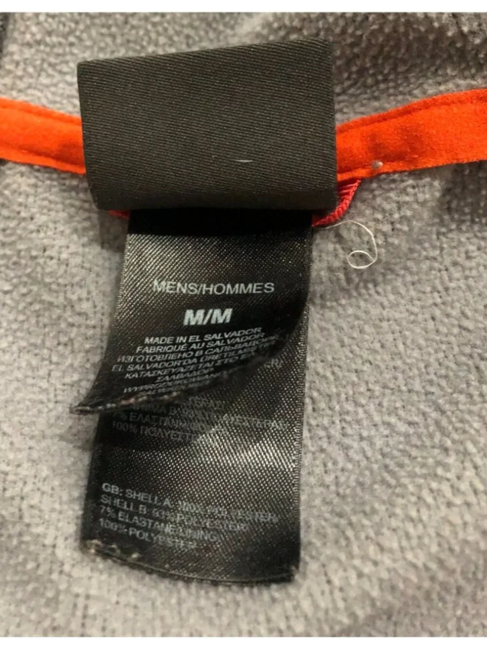The North Face Mens Medium Gray with Neon Orange Full Zip Hooded Fleece Jacket